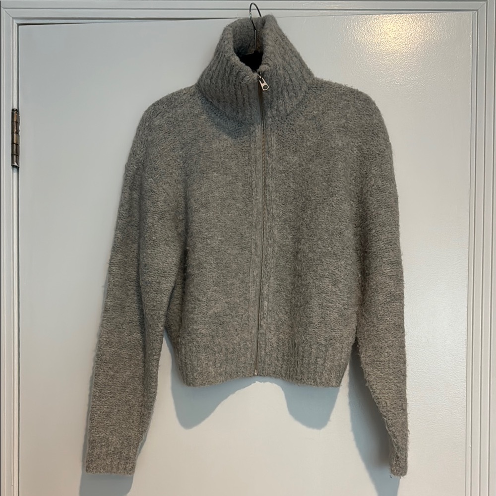 Wilfred Free Gray Zip-Up Sweater
